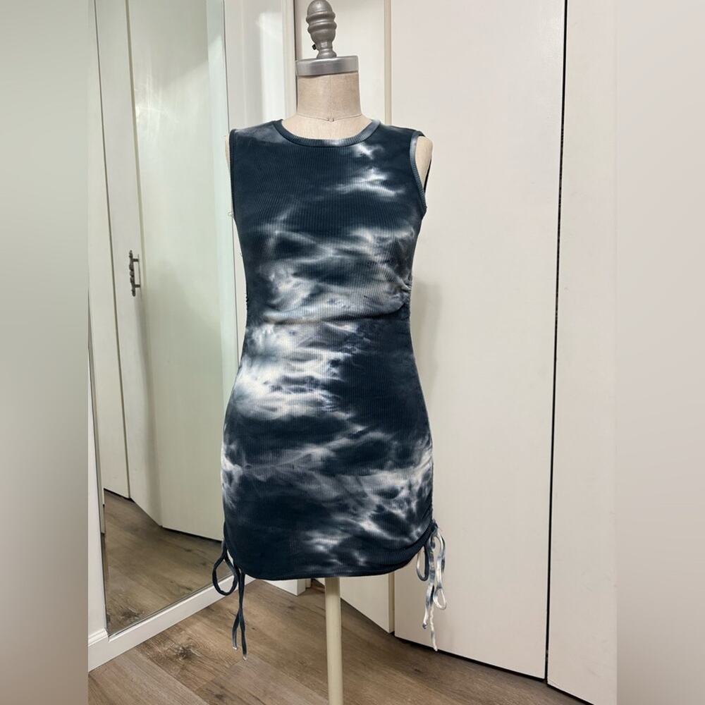 Streetwear Society Woman’s Tie Dye Ribbed Bodycon Ruched Mini Dress Small